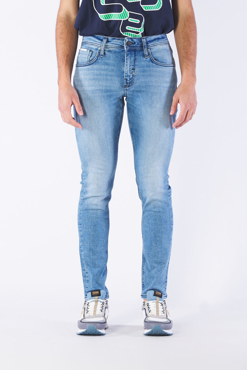Jeans kurt comfort tapered fit in deep royal blue stretch MMDT00282-FA750488