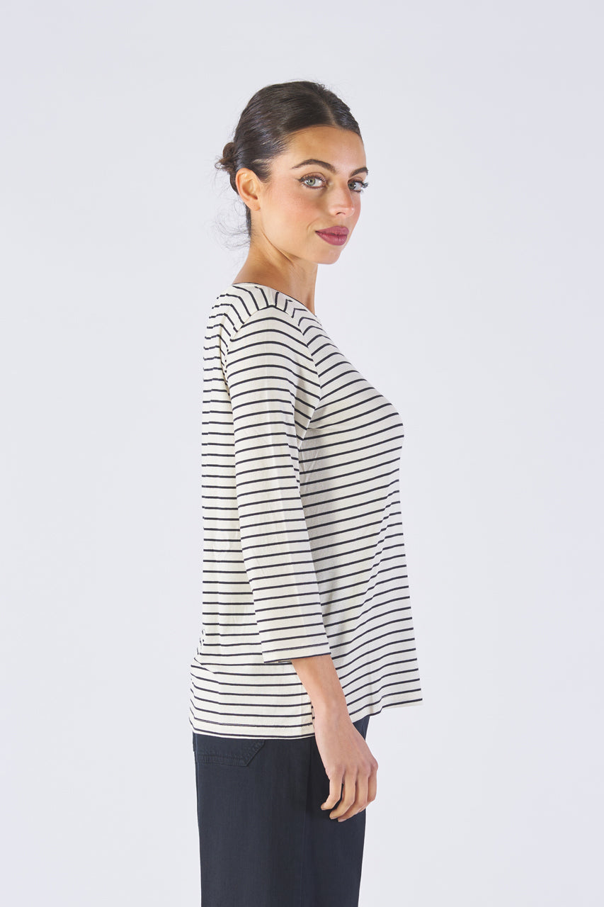 Striped and plain stretch viscose jersey T-shirt SCALO 241597109