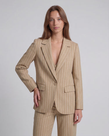 Blazer gessato con paillettes PBPMELODIA 2611041082 002 FONDO SALVIA PENNY BLACK 