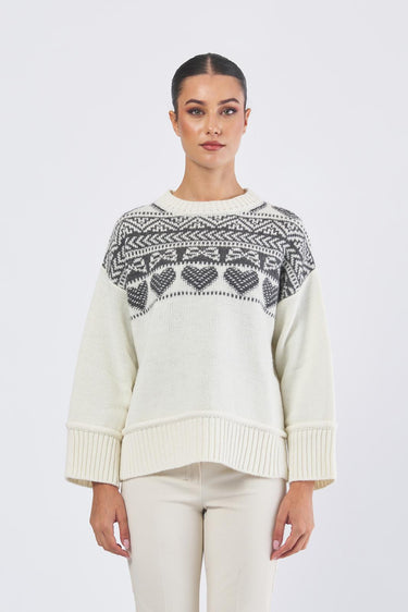 Maglia BREST 252536633 fil. jacquard misto lana+mohair BREST 252536633 001 BURRO+GRIGIO EMME MARELLA 