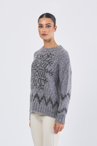 Maglia CIAD 2521366513 jacquard piazzato in mouline CIAD 2521366513 006 FIOCCO GRIGIO PENNY BLACK