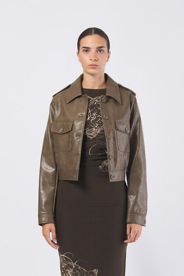 Giacca dora W5YL35 WHGW0 F1AX SILK TAUPE MULTI GUESS