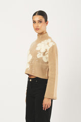 Maglia TIMO 252136619 intarsio con paillettes TIMO 252136619 005 CAMEL/OFF WHITE PENNY BLACK 