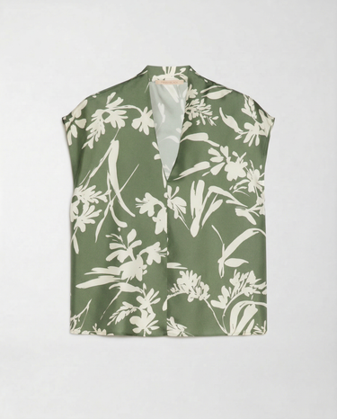 Blusa in Twill di Seta PBPAEROVIA 2611111123 002 FLOREALE VERDE PENNY BLACK 