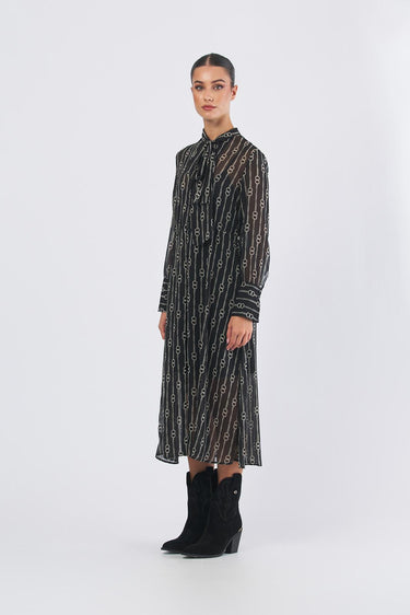 Abito SGRONDO 2521226053 creponne di poliestere stampato SGRONDO 2521226053 002 CATENA FONDO PENNY BLACK