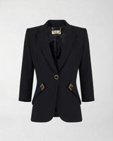 Giacca Elisabetta Franchi in Doppio Crêpe Stretch Slim GI21561E2 110 NERO ELISABETTA FRANCHI 