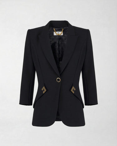 Giacca Elisabetta Franchi in Doppio Crêpe Stretch Slim GI21561E2 110 NERO ELISABETTA FRANCHI 