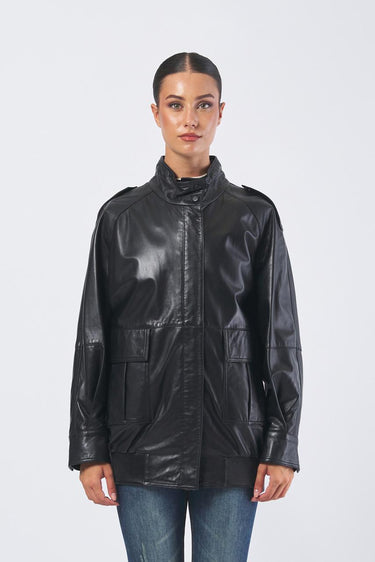 Giacca BESSICA 252344605 nappa shiny BESSICA 252344605 003 NERO MARELLA 