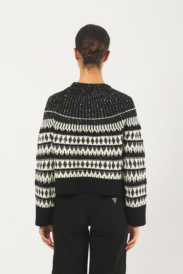 Maglia XANADU 2521366503 jacquard misto lana XANADU 2521366503 003 AVORIO-NERO PENNY BLACK 