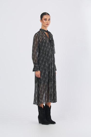 Abito SGRONDO 2521226053 creponne di poliestere stampato SGRONDO 2521226053 002 CATENA FONDO PENNY BLACK