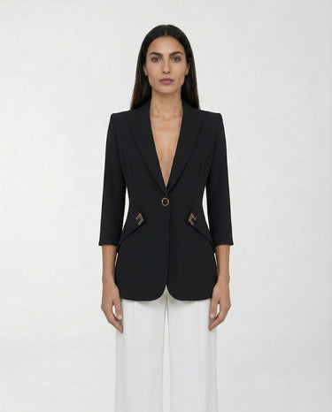 Giacca Elisabetta Franchi in Doppio Crêpe Stretch Slim GI21561E2 110 NERO ELISABETTA FRANCHI 