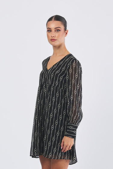 Abito LIVORNO 2521226083 creponne di poliestere stampato LIVORNO 2521226083 002 CATENA FONDO PENNY BLACK 