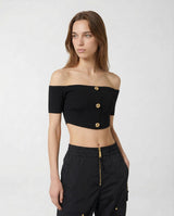 Top in Maglia Elisabetta Franchi Cropped Slim Fit TK86B62E2 110 NERO ELISABETTA FRANCHI 