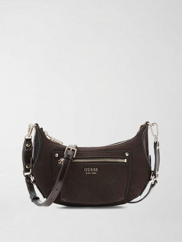 Mini tracolla in vera pelle Marsha HWSG95 01720 ESPRESSO GUESS