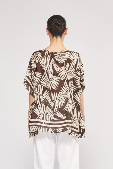 Silk canvas poncho with fantasy prints PM0120121057