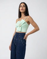 Crop Top Rinascimento con Fibbia Decorativa Slim Fit CFC0127712003 B411 VERDE MENTA RINASCIMENTO 
