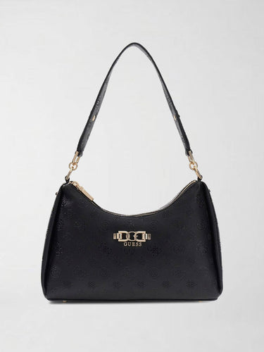 Borsa a Spalla Anise Double Zip in Ecopelle Nero HWPD99 16180 BLACK LOGO GUESS 