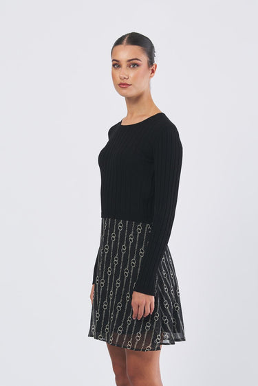 Abito ELETTA 252122613 creponne di poliestere stampato ELETTA 252122613 002 CATENA FONDO PENNY BLACK