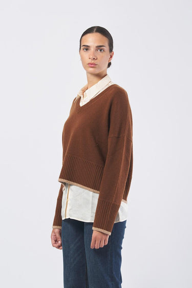 Maglia BIGLIA 2521366203 lana/cashmere rasato unito e rigato BIGLIA 2521366203 006 CUOIO/CAMMELLO PENNY BLACK