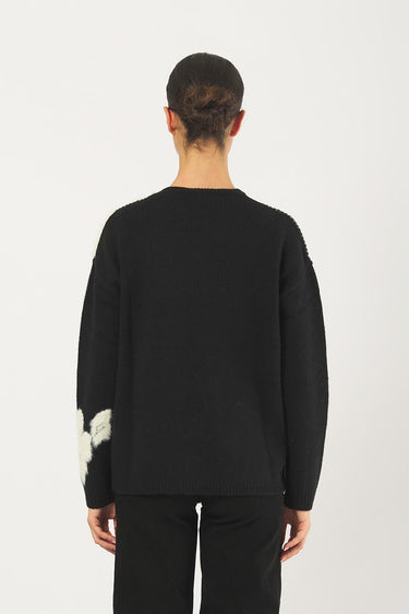 Maglia GODEZIA 252136616 intarsio con paillettes GODEZIA 252136616 001 BLACK/OFF WHITE PENNY BLACK