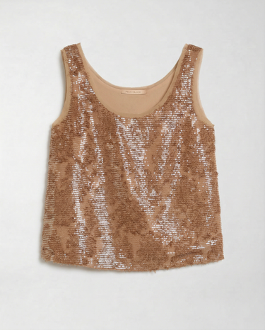 Top in fil coupé con paillettes PBPFIBBIA 2611161142 001 SABBIA PENNY BLACK 
