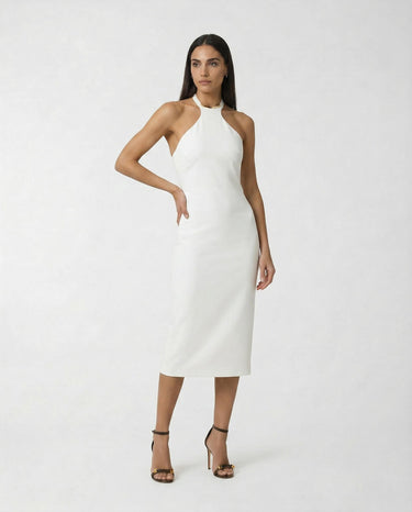 Abito Elisabetta Franchi con Scollo Olimpionico Aderente AB91761E2 360 AVORIO ELISABETTA FRANCHI 