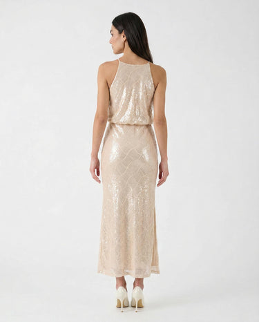 Abito Rinascimento con Paillettes CFC0020275002 B382 BEIGE CHIARO RINASCIMENTO 