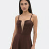 Abito lungo Rinascimento con Inserto in Tulle CFC0128042003 B401 CIOCCOLATO RINASCIMENTO 