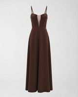 Abito lungo Rinascimento con Inserto in Tulle CFC0128042003 B401 CIOCCOLATO RINASCIMENTO 