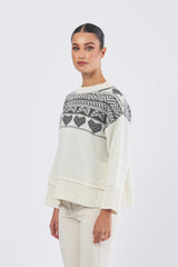 Maglia BREST 252536633 fil. jacquard misto lana+mohair BREST 252536633 001 BURRO+GRIGIO EMME MARELLA 