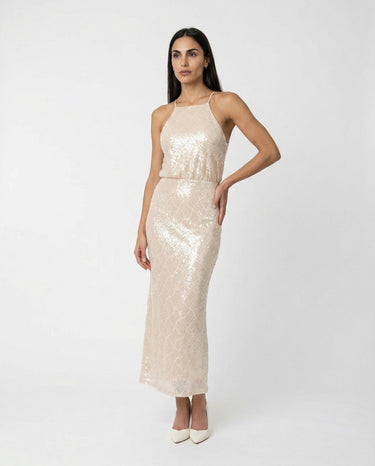 Abito Rinascimento con Paillettes CFC0020275002 B382 BEIGE CHIARO RINASCIMENTO 