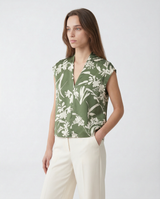 Blusa in Twill di Seta PBPAEROVIA 2611111123 002 FLOREALE VERDE PENNY BLACK 