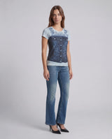 T-shirt Cropped Regular Fit W6RI04 KCCG0 FBCJ SOFT LIGHT BLU GUESS 