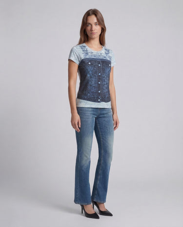 T-shirt Cropped Regular Fit W6RI04 KCCG0 FBCJ SOFT LIGHT BLU GUESS 