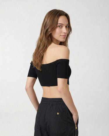 Top in Maglia Elisabetta Franchi Cropped Slim Fit TK86B62E2 110 NERO ELISABETTA FRANCHI 