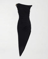 Abito Elisabetta Franchi Monospalla con Dettaglio Gioiello Slim Fit AB90661E2 110 NERO ELISABETTA FRANCHI 