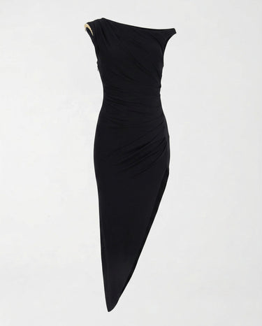 Abito Elisabetta Franchi Monospalla con Dettaglio Gioiello Slim Fit AB90661E2 110 NERO ELISABETTA FRANCHI 