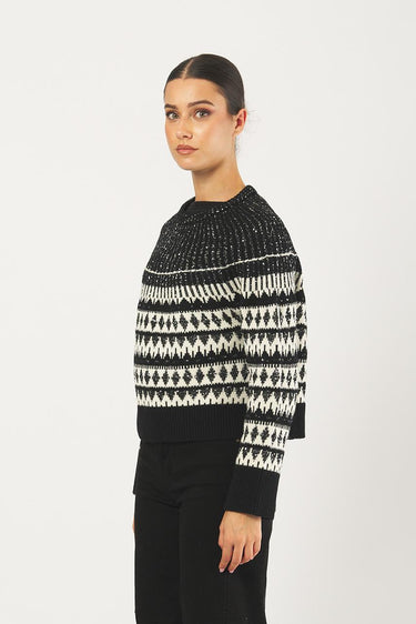 Maglia XANADU 2521366503 jacquard misto lana XANADU 2521366503 003 AVORIO-NERO PENNY BLACK 