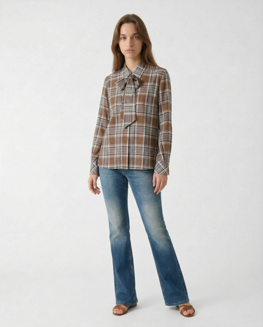 Camicia in Voile di Cotone PBIVOLONTA 2611111027 001 TOBACCO DIS. PENNY BLACK