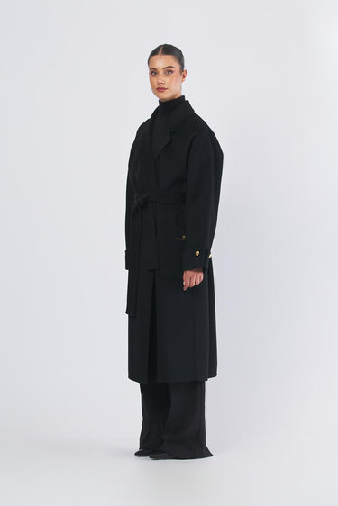 Cappotto CP68D56E2 con cintura CP68D56E2 110 NERO ELISABETTA FRANCHI 