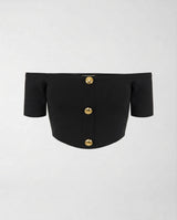 Top in Maglia Elisabetta Franchi Cropped Slim Fit TK86B62E2 110 NERO ELISABETTA FRANCHI 
