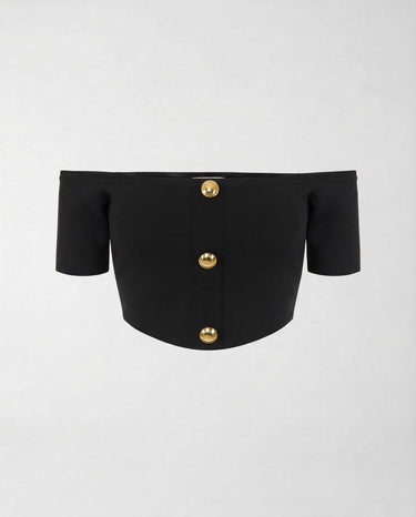 Top in Maglia Elisabetta Franchi Cropped Slim Fit TK86B62E2 110 NERO ELISABETTA FRANCHI 