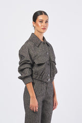 Giacca NILLA 252304605 diagonale misto lana effetto tweed NILLA 252304605 001 MARRONE/BEIGE MARELLA