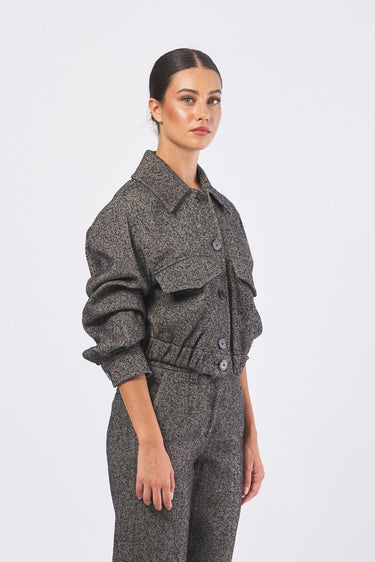 Giacca NILLA 252304605 diagonale misto lana effetto tweed NILLA 252304605 001 MARRONE/BEIGE MARELLA