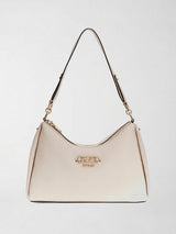 Borsa a Spalla Anise Double Zip in Ecopelle Beige Pietra HWPD99 16180 STONE LOGO GUESS 