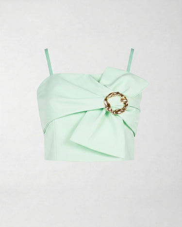 Crop Top Rinascimento con Fibbia Decorativa Slim Fit CFC0127712003 B411 VERDE MENTA RINASCIMENTO 