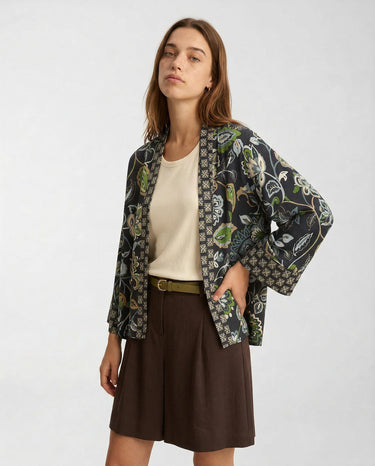 Kimono Emme Marella Emmatollo in Twill Stampato EMMATOLLO 261519104 002 FDO BLU/FIORE INDIANO EMME MARELLA
