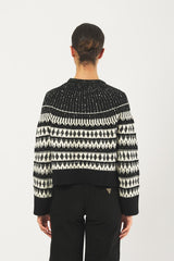 Maglia XANADU 2521366503 jacquard misto lana XANADU 2521366503 003 AVORIO-NERO PENNY BLACK 