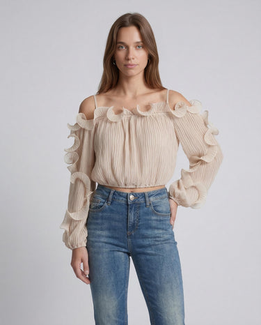 Camicia Guess Gabriella - Design a spalle scese W6RH29 WI342 F1PV LIGHT OAK MULTI GUESS 