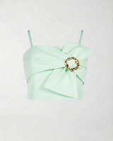 Crop Top Rinascimento con Fibbia Decorativa Slim Fit CFC0127712003 B411 VERDE MENTA RINASCIMENTO 